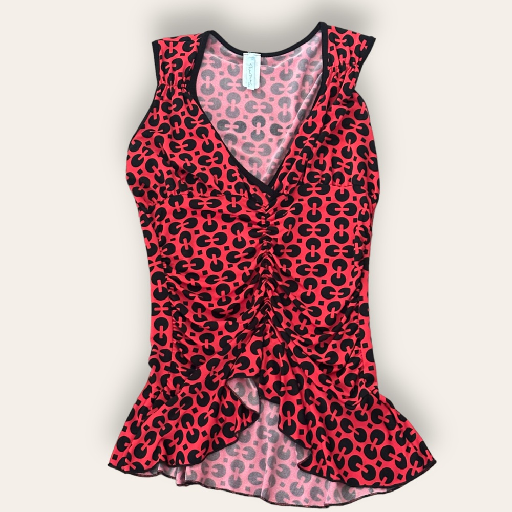 New Tower red and black print blouse